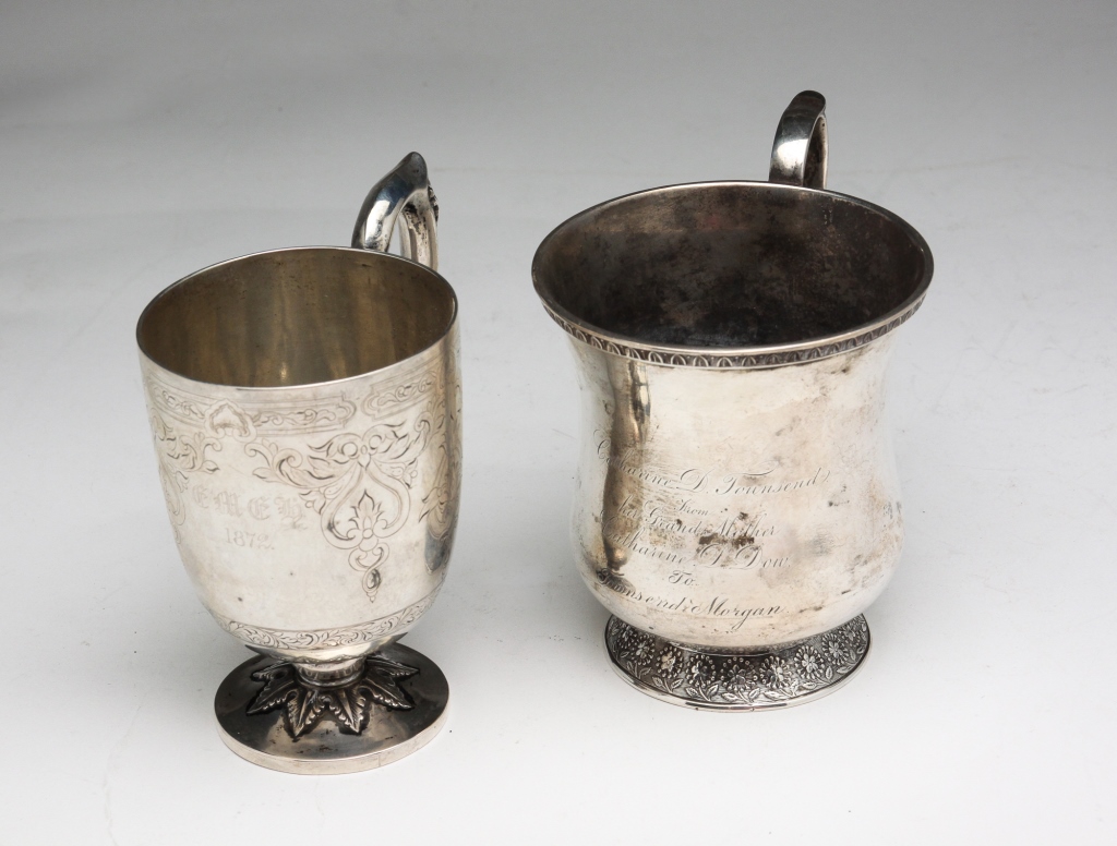 TWO AMERICAN COIN SILVER CUPS  3bf129