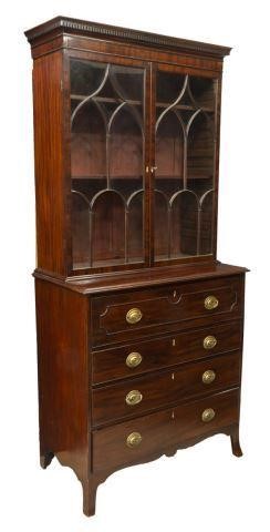 HEPPLEWHITE STYLE GLAZED SECRETARY