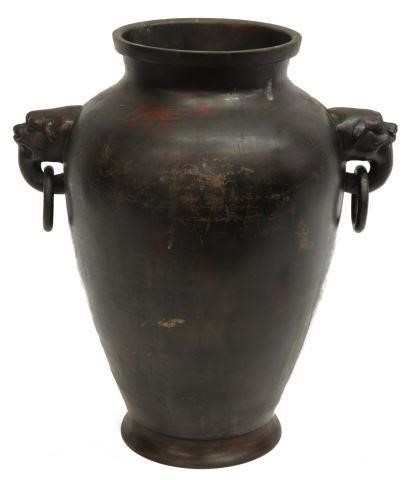 PATINATED BRONZE BALUSTER VASE,