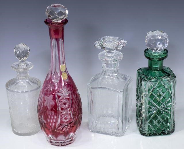  4 CUT GLASS CRYSTAL DECANTERS  3bf189