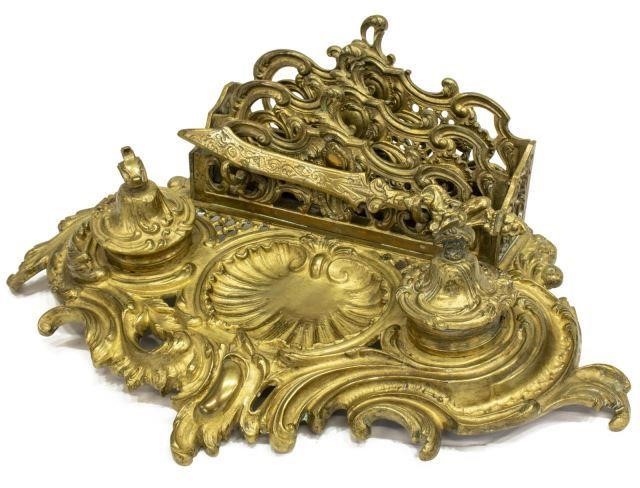 ROCAILLE GILT METAL ENCRIER INKWELL