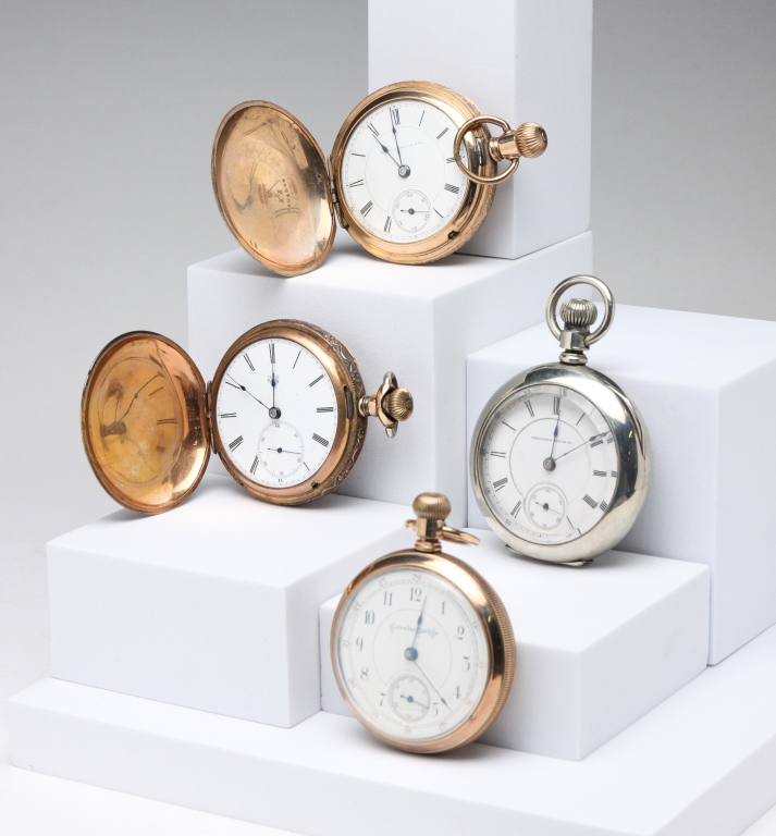 FOUR NON-RUNNING POCKET WATCHES.