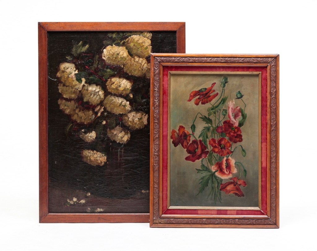 TWO FLORAL PAINTINGS American  3bf1ab