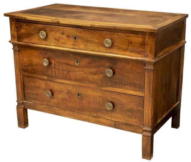 FRENCH LOUIS XVI STYLE WALNUT COMMODE,