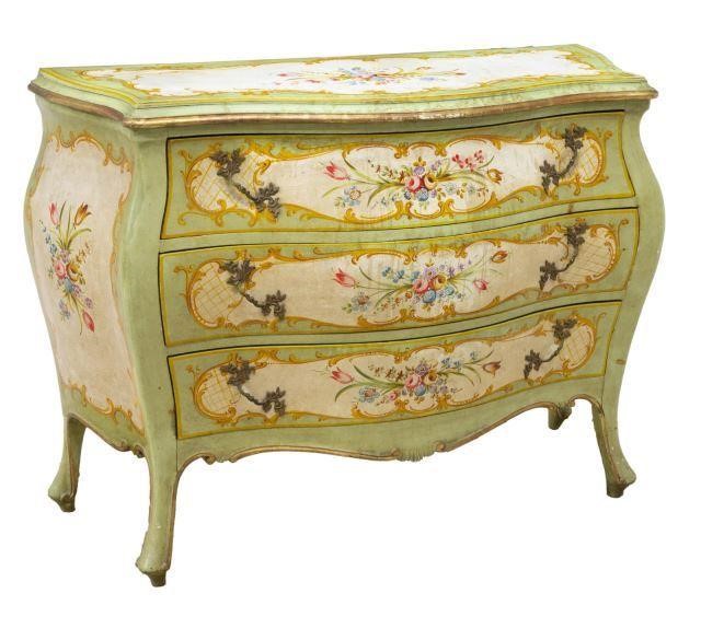 VENETIAN FLORAL PAINTED BOMBE COMMODEVenetian 3bf1ec