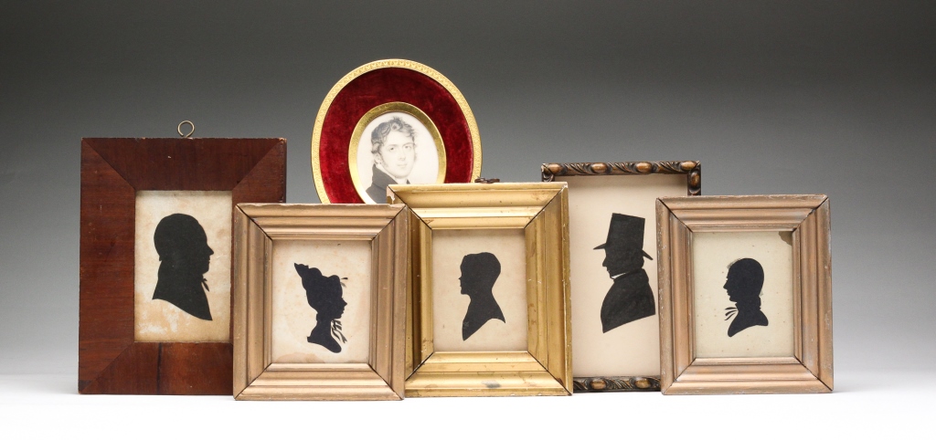 FIVE FRAMED AMERICAN SILHOUETTES