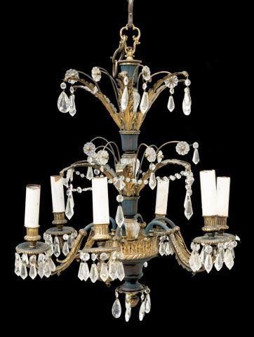 GILT METAL & CRYSTAL SIX-LIGHT