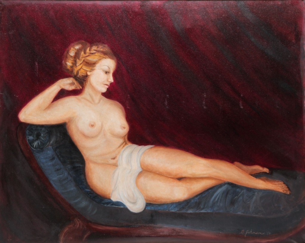 AMERICAN OIL ON CANVAS NUDE SIGNED 3bf220