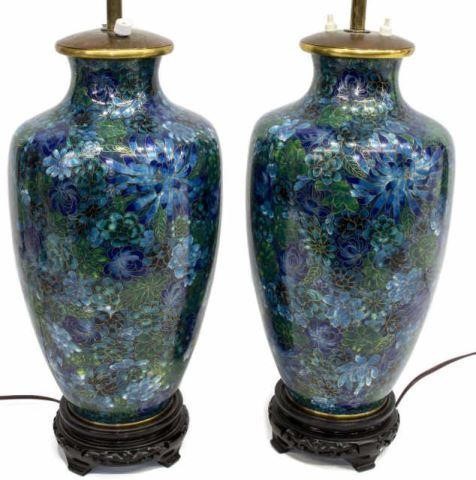 (2) CLOISONNE ENAMEL BALUSTER FORM