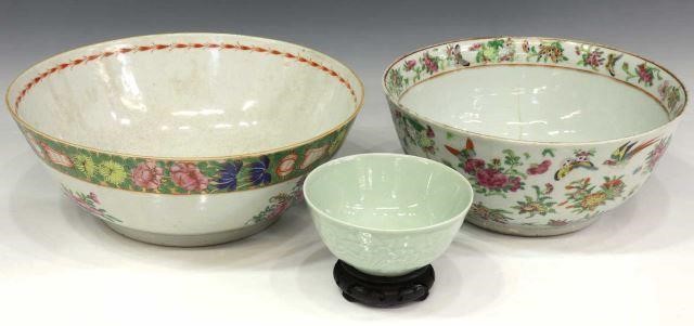 (3) CHINESE FAMILLE ROSE & CELADON PORCELAIN