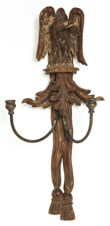 AMERICAN CARVED EAGLE WALL SCONCE.