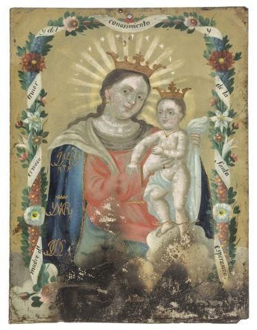 RELIGIOUS RETABLO PAINTING MADONNA 3bf23b