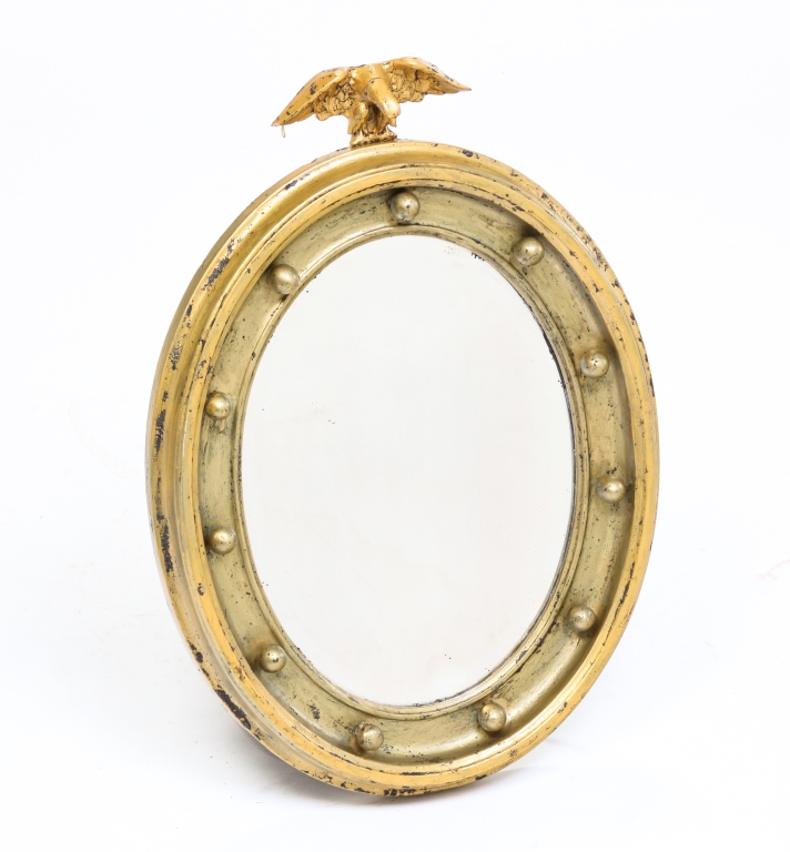 OVAL FRAMED MIRROR WITH EAGLE TOPPER  3bf266