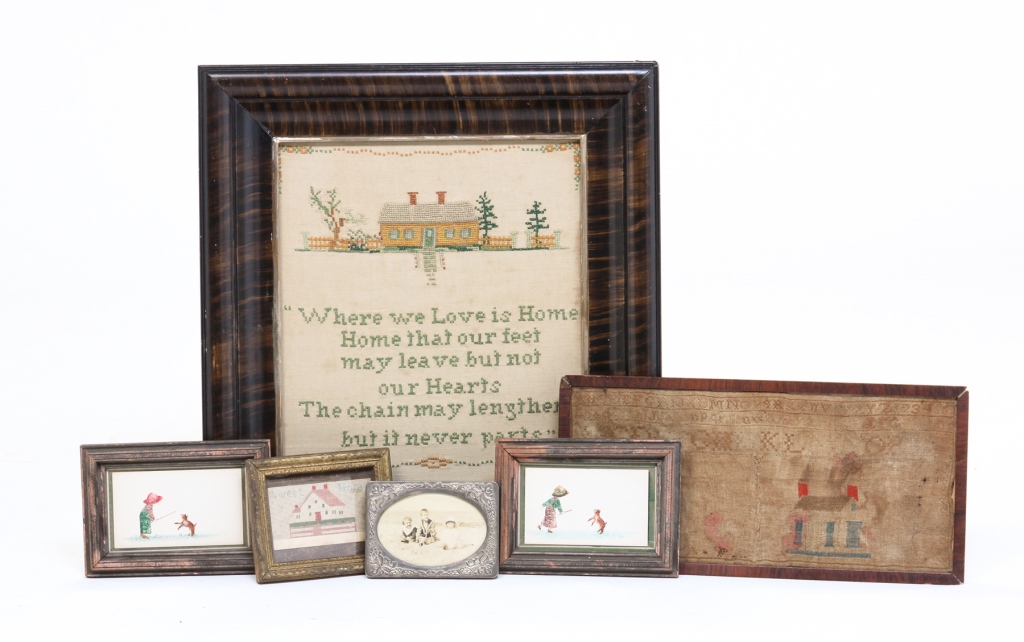 SIX FRAMED PIECES American 19th 3bf267