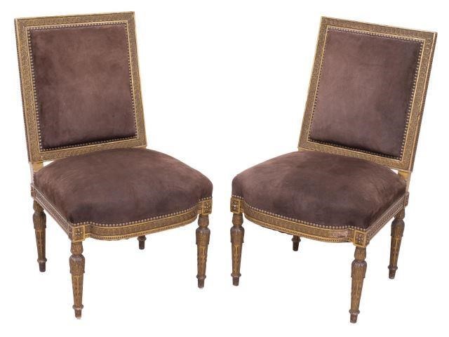 (2) LOUIS XVI STYLE SIDE CHAIRS,