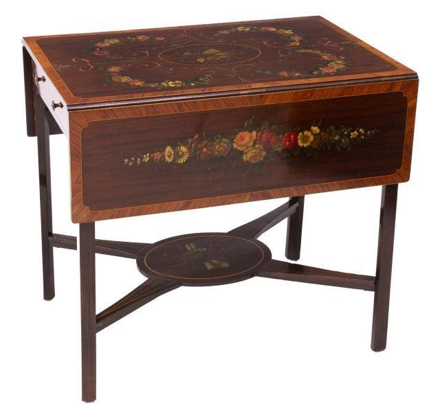 FLORAL DECORATED DROP SIDE TABLEFloral 3bf271