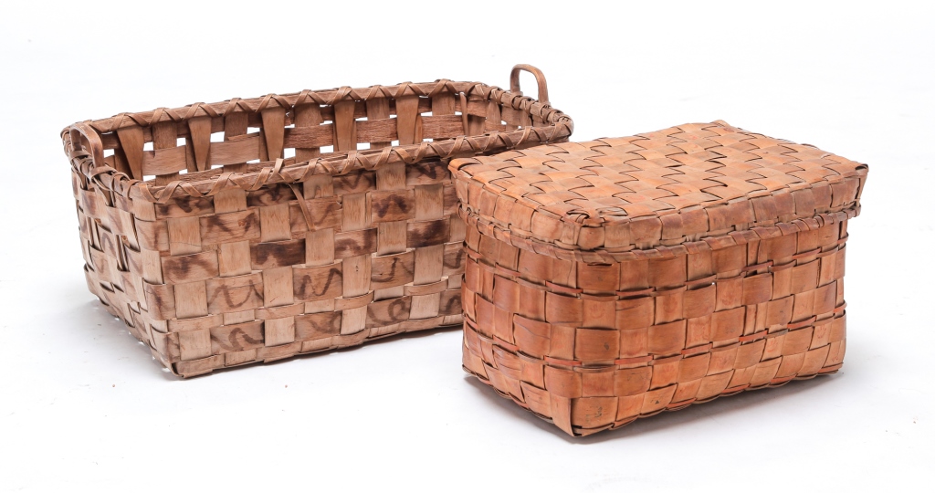 TWO AMERICAN SPLINT BASKETS. Late