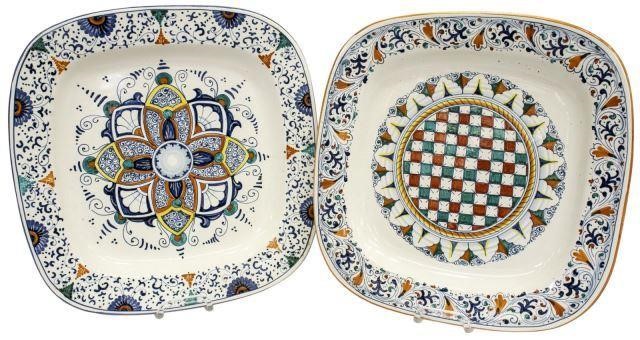 (2) LARGE ITALIAN MAJOLICA SQUARE