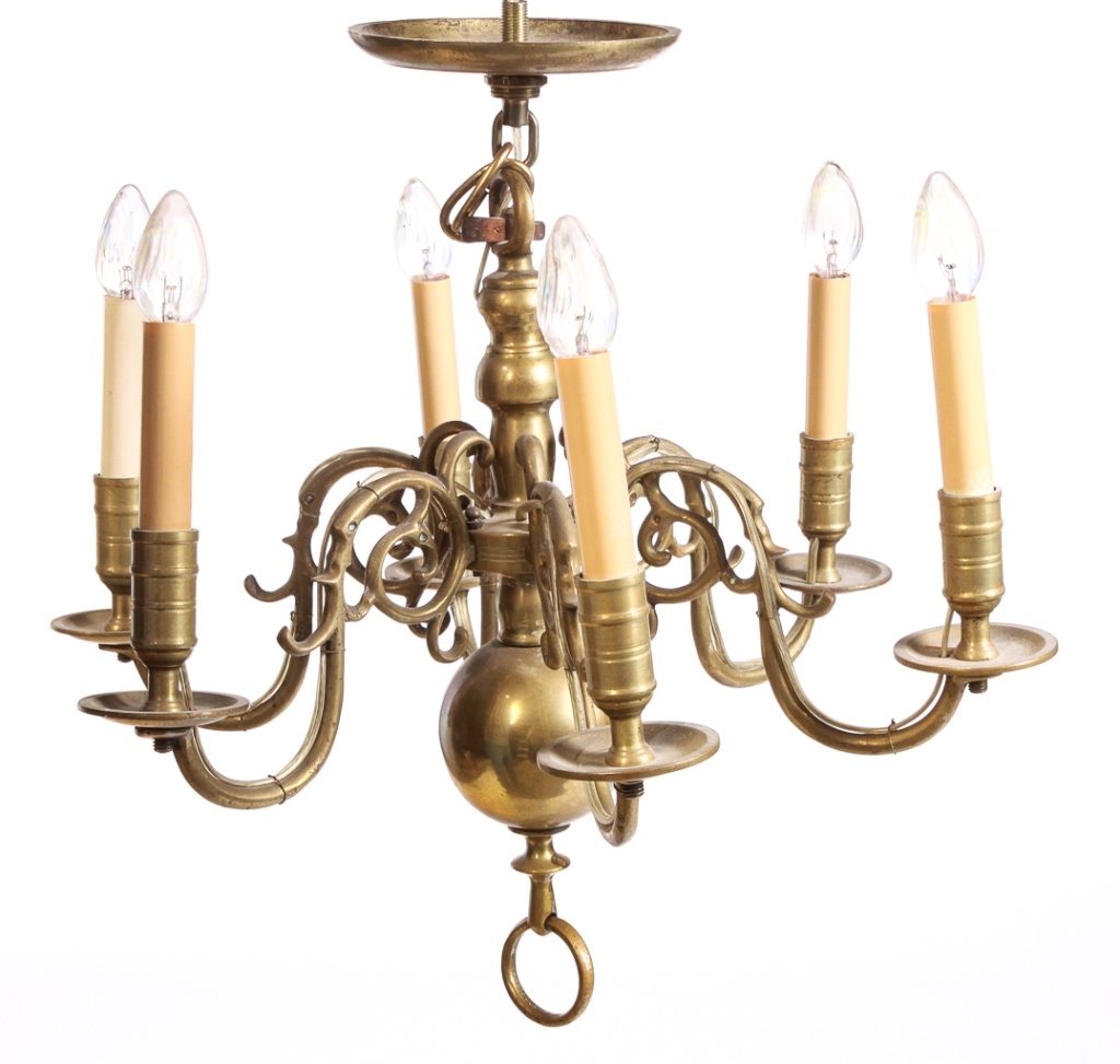 AMERICAN COLONIAL STYLE BRASS CHANDELIER  3bf34d