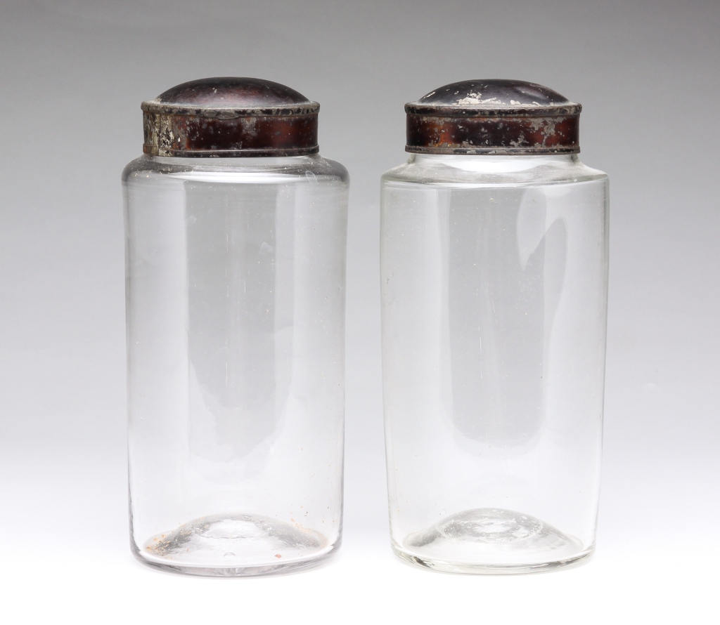 TWO AMERICAN BLOWN GLASS CANISTERS  3bf366