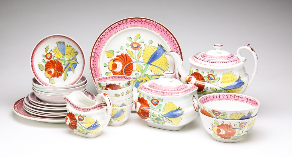 ENGLISH GAUDY DUTCH TEA SET AND