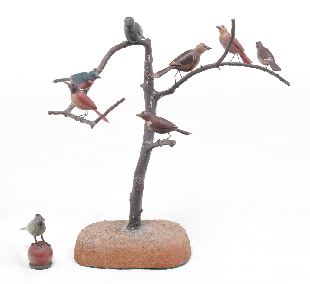 AMERICAN FOLK ART BIRD AND BIRD