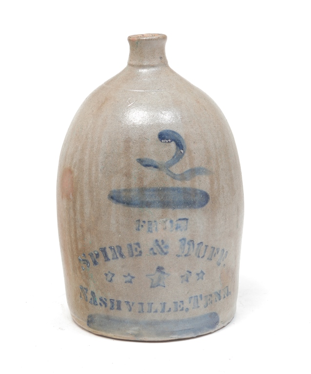 TWO-GALLON STONEWARE JUG LABELED