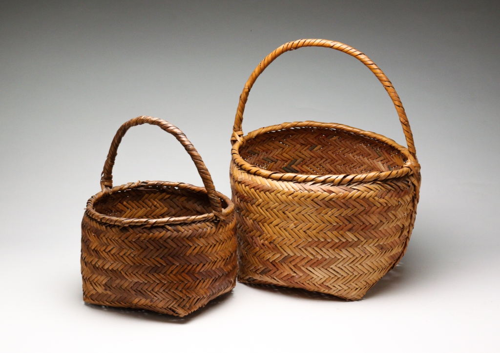 TWO AMERICAN GATHERING BASKETS.