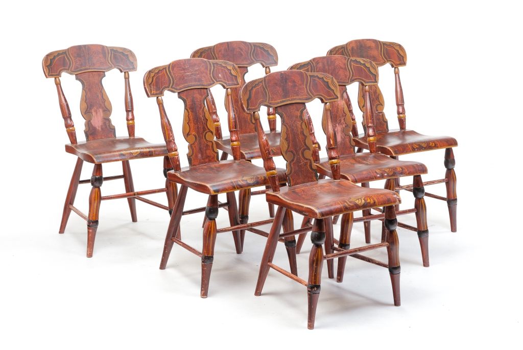 SIX AMERICAN EMPIRE DECORATED CHAIRS  3bf41a
