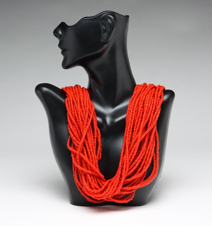 NAGA MULTI-STRAND GLASS BEAD NECKLACE.