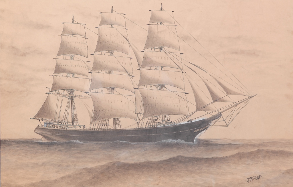 SHIP AT SEA BY JOHN FREMONT BILLINGS.