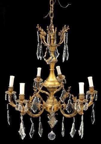 ITALIAN GILT METAL CRYSTAL SIX LIGHT 3bf547