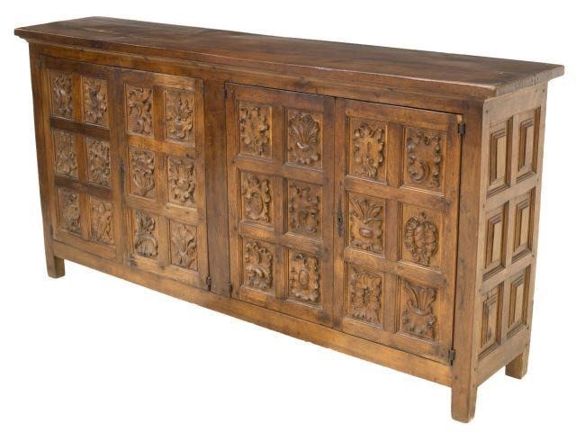 SPANISH PANELED CARVED DOOR SIDEBOARD 3bf566