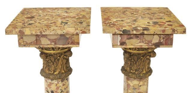  PR MARBLE CORINTHIAN COLUMN PEDESTALS pair  3bf5b2