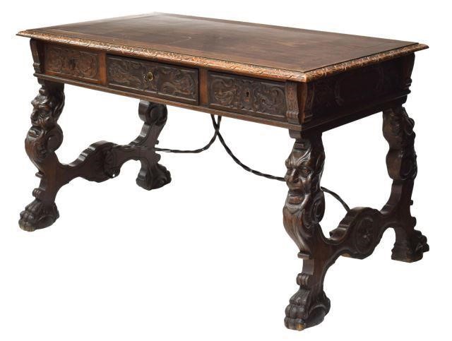 CARVED SPANISH LIBRARY DESK 19TH 3bf5be