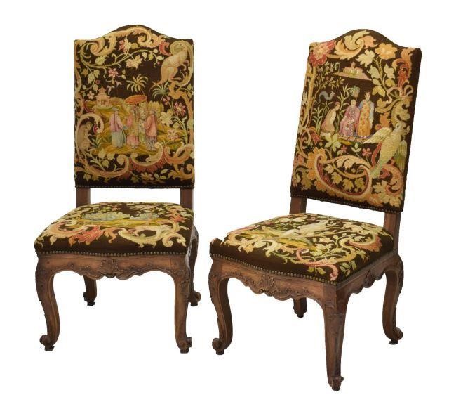  2 FRENCH LOUIS XV STYLE NEEDLEPOINT 3bf626