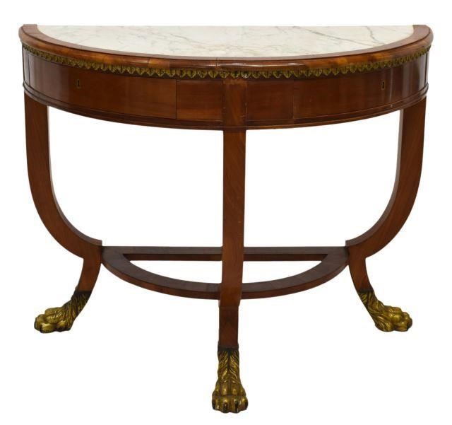 SPANISH DEMILUNE MARBLE TOP CONSOLE 3bf64d