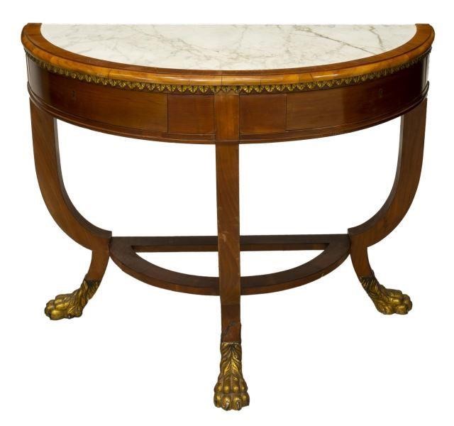 SPANISH DEMILUNE MARBLE-TOP CONSOLE