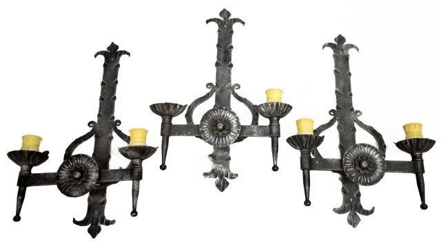 (3) ITALIAN WROUGHT IRON 2-LIGHT