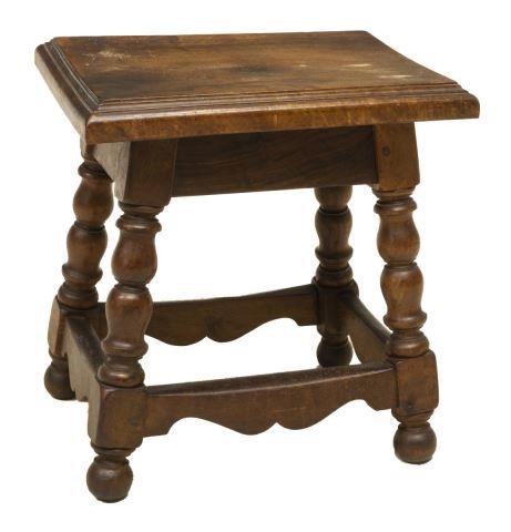 SPANISH CARVED WALNUT STOOL, 19TH