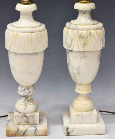 (PR) WHITE MARBLE URN FORM TABLE