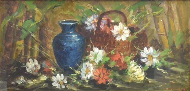 FRAMED FLORAL STILL LIFE OIL PAINTING,