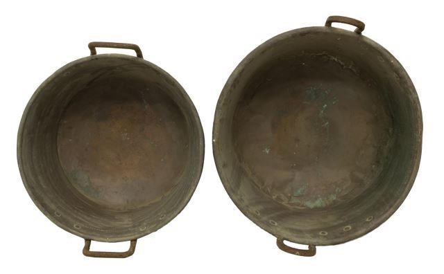  2 FRENCH COPPER BASINS lot of 3bf756