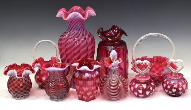 (10) FENTON CRANBERRY OPALESCENT