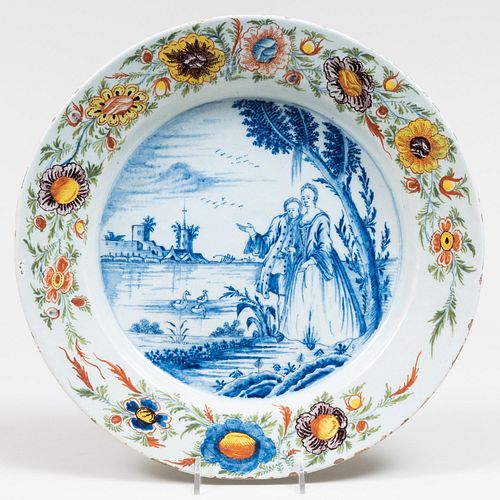 DUTCH DELFT POLYCHROME DISH WITH