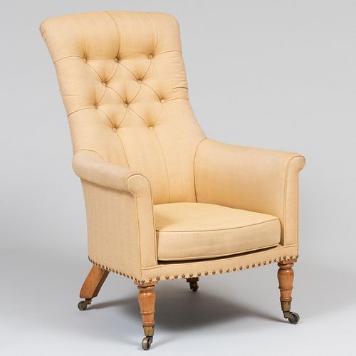 VICTORIAN TUFTED UPHOLSTERED BEECHWOOD