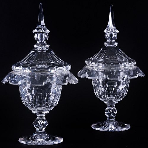 PAIR OF CUT GLASS SWEETMEAT DISHES AND