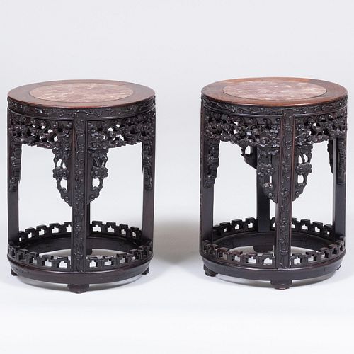 PAIR OF CHINESE MARBLE INSET AND 3bd126
