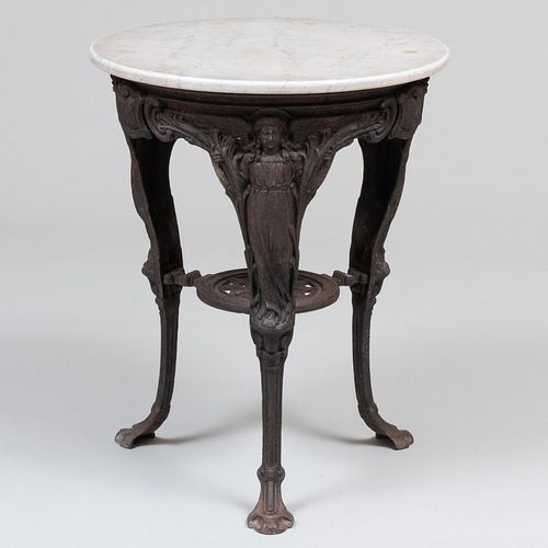 ENGLISH PAINTED CAST-IRON AND MARBLE