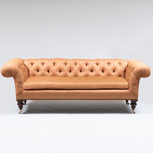 EDWARDIAN STYLE BURNT ORANGE TUFTED 3bd1f1